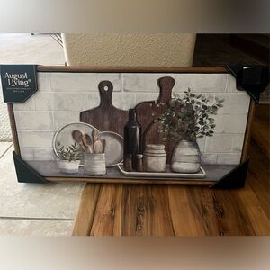 August Living Rustic Kitchen Canvas Wall Art with Brown and White Accents